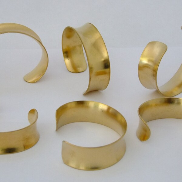 Set of 6 Concaved Brass Bracelet Cuff Blanks For Jewelry Making .75 inch