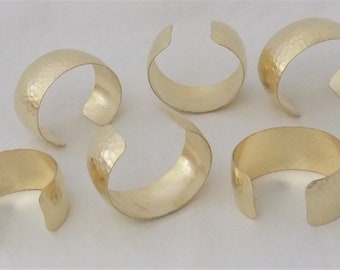 Set of 6 Hammered Domed Brass Bracelet Cuff Blanks for Jewelry Making 1 inch