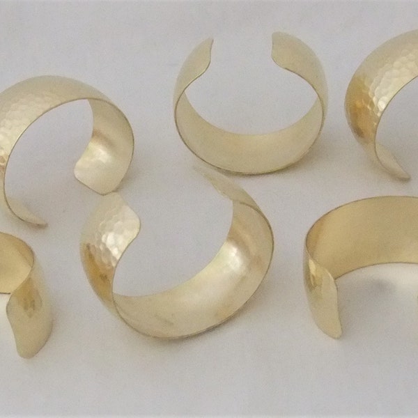 Set of 6 Hammered Domed Brass Bracelet Cuff Blanks for Jewelry Making 1 inch