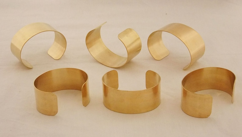 Set of 6 Brass Bracelet Cuff Blanks For Jewelry Making 1 inch image 1
