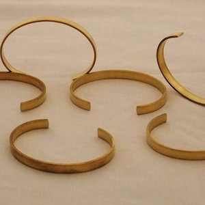 Set of 6 Brass Bracelet Cuff Blanks For Jewelry Making .25 inch