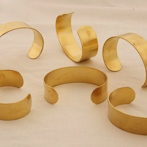 Set of 6 Brass Bracelet Cuff Blanks For Jewelry Making .75 inch