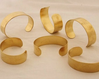 Set of 6 Brass Bracelet Cuff Blanks For Jewelry Making .75 inch