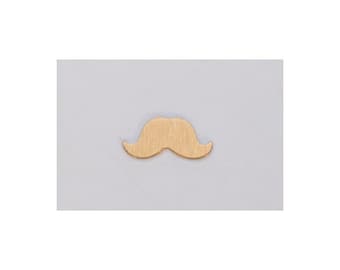 Brass Small Mustache 12.5mm x 6mm 24ga PKG of 6