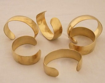 Pack of 6 Domed Brass Bracelet Cuff Blanks For Jewelry Making .75 inch