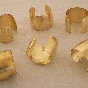 Set of 6 Domed Brass Bracelet Cuff Blanks For Jewelry Making 2 inch