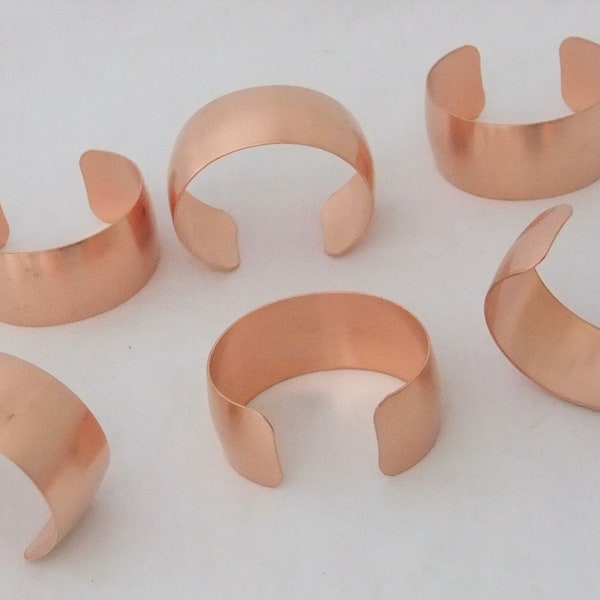 Pkg of 6 Domed Genuine Copper Bracelet Cuff Blanks for Jewelry Making 1 inch