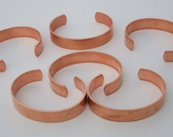 Pkg of 6 Genuine Copper Bracelet Cuff Blanks For Jewelry Making .5 inch