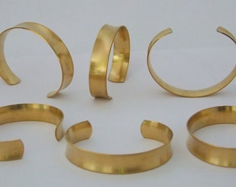 Set of 6 Concaved Brass Bracelet Cuff Blanks For Jewelry Making .5 inch