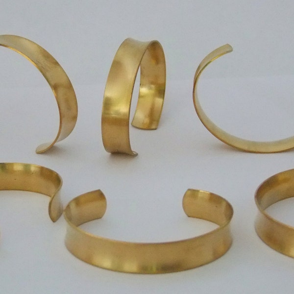 Set of 6 Concaved Brass Bracelet Cuff Blanks For Jewelry Making .5 inch