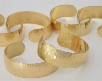 Set of 6 Hammered Domed Brass Bracelet Cuff Blanks for Jewelry Making .75 inch