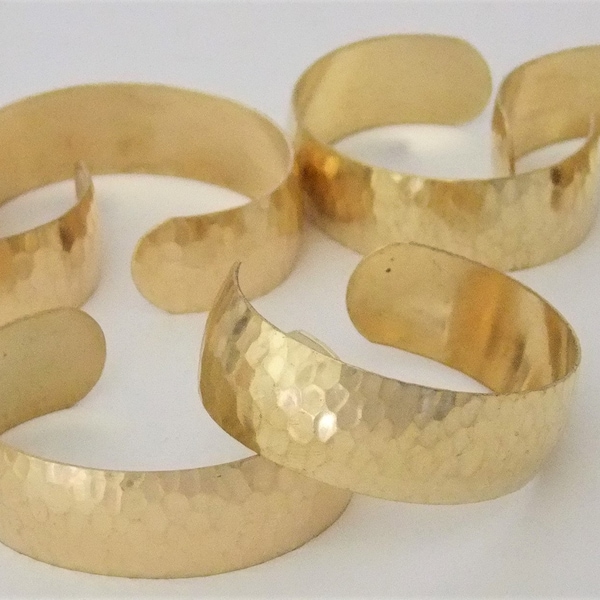 Set of 6 Hammered Domed Brass Bracelet Cuff Blanks for Jewelry Making .75 inch