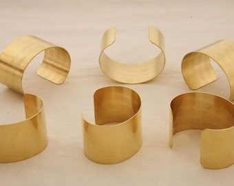 Set of 6 Brass Bracelet Cuff Blanks For Jewelry Making 1.5 inch