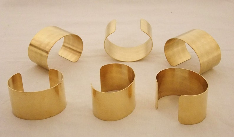Set of 6 Brass Bracelet Cuff Blanks For Jewelry Making 1.5 inch image 1
