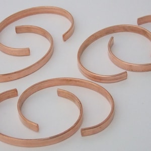 Pkg of 6 Genuine Copper Bracelet Cuff Blanks for Jewelry Making .25 inch