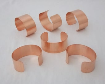 Pkg of 6 Genuine Copper Bracelet Cuff Blanks for Jewelry Making 1 inch