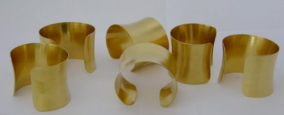 Set of 6 Concaved Brass Bracelet Cuff Blanks For Jewelry Making 1.5 inch