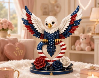 Patrischer Adler STL Modell, amerikanischer Adler Herz Skulptur 3D Druckdatei, USA Decor Statue, Harz STL, Instant Download