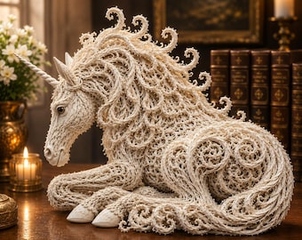 Modelo STL de escultura de unicornio, archivo de impresión 3D de estatua de unicornio de fantasía, descarga digital STL de unicornio mítico decorativo