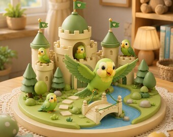 Castle Bird House STL Bundle | Sand Castle Birdhouse STL | Fantasy Castle 3D Print | Bird Diorama STL | Commercial Use Files
