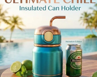 Insulated Can Holder STL, Chill Drink Cooler 3D Print File, Soda Can Cooler With Straw, Summer Beverage Holder Digital Download