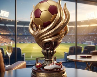 Soccer Trophy STL File, Football Award 3D Print Model, Championship Trophy STL, Soccer Ball Statue, Sports Decor STL, Football Collector Tro