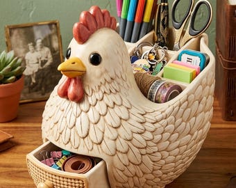 Archivo STL para organizador de gallinas, modelo 3D para imprimir de organizador de escritorio estilo granja, soporte imprimible para almacenamiento de gallinas (descarga gratuita).