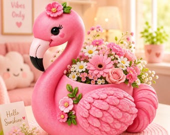 Pink Flamingo Planter STL | Cute Flamingo Flower Pot 3D Print | Tropical Bird Planter STL | Home Decor | Commercial Use