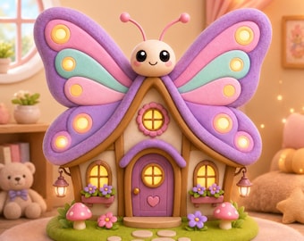 Butterfly House STL | Cute Fairy Cottage 3D Print | Whimsical Butterfly Cottage STL | Fantasy Home Decor | Commercial Use