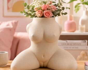 Jarrón con forma de cuerpo femenino (archivo STL), maceta con forma de mujer desnuda (archivo STL), maceta con forma de diosa (archivo STL), jarrón con escultura de mujer moderna para impresión 3D, decoración del hogar (archivo STL)