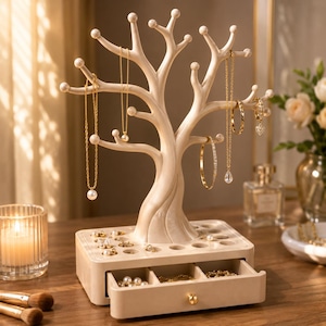 Tree Jewelry Organizer STL, Jewelry Holder 3D Print File, Necklace Display Stand STL, Ring Storage Box, Jewelry Tree