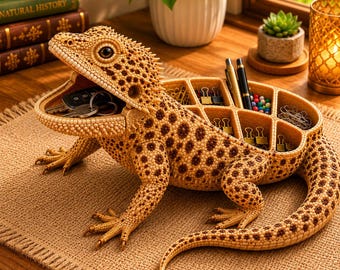 Organizador de lagartos STL, organizador de escritorio para reptiles (archivo para impresión 3D), bandeja de almacenamiento para geckos STL, contenedor para llaves, decoración fantástica