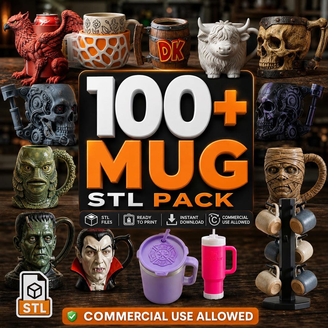 100+ Mug STL Pack | Coffee Mug 3D Print Bundle | Fantasy Skull Mug STL ...