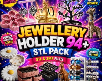 94+ Jewelry Holder STL Bundle | Jewelry Organizer STL Pack | Ring Holder STL | Earring Stand stl | Sunglasses Holder stl, Commercial Use stl