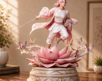 Fantasy Flower Warrior STL File | Anime Style Fighter Figure 3D Print Model | Lotus Battle Statue | Printable Collector Download