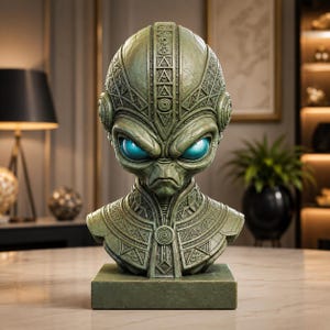 Alien Bust STL | Sci-Fi Alien Head Statue | Extraterrestrial Sculpture 3D Print | Space Decor STL | UFO Collectible Model | Commercial Use