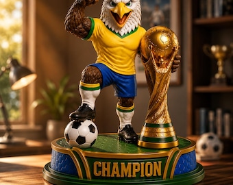 Modelo STL de Águila Campeona de Fútbol / Archivo STL de Trofeo de Mascota de Fútbol / Impresión 3D de Trofeo Deportivo / Figura de Campeón Mundial / Archivo STL para Uso Comercial