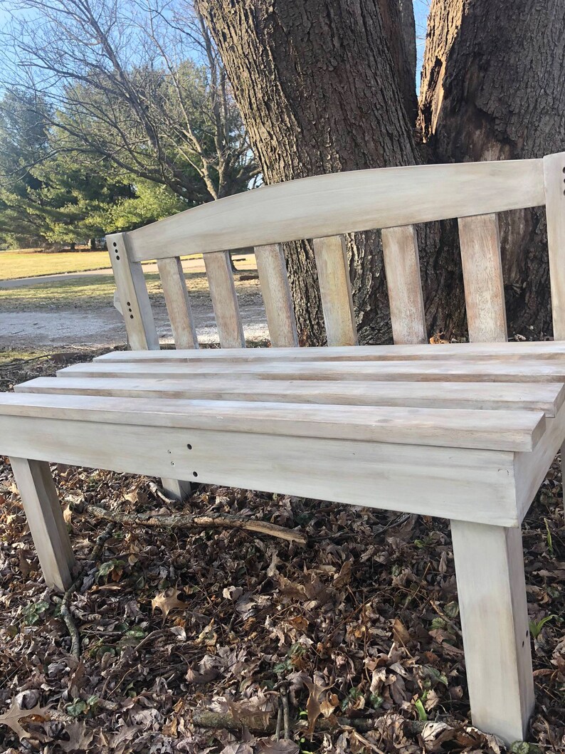 Distressed Bench Made From A Repurposed Bed Frame Only Bench Etsy