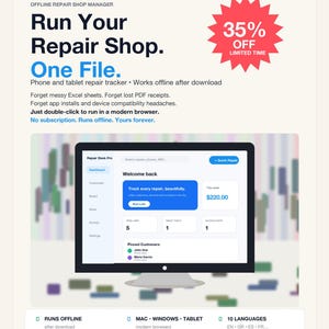 Repair Shop Software | Phone Tablet Repair Tracker (Digital Download)
