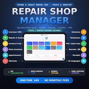 Repair Shop Software | Phone Tablet Repair Tracker (Digital Download)