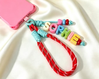 Personalized Colorful Name Letter phone Charms, Custom Minimalist Style Phone Strap, Cute Beaded phone charms For Birthday Gift