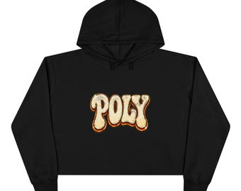 Poly Retro Bubble Letter Crop Hoodie | Vintage 70s Typography