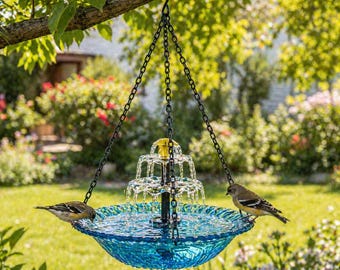Fontaine de bain solaire suspendue pour oiseaux, Élément d'eau à énergie solaire, Décoration de jardin, Fontaine de patio extérieure, Cadeau pour le bain d'oiseau