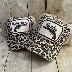 MaryAnne and Wanda Leopard Trucker Hats || Bestie Hats || The Chicks || Goodbye Earl || Concert Hats || Trucker Hat