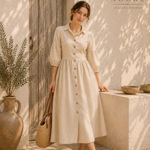 european linen kaftan midi dress Blue Linen Kaftan Dress