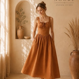midi rust colored dress Dark Rust Red Belted Sleeveless Midi Dress - Women's Dresses