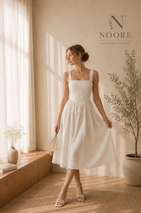 white midi dress tiered Behati Tiered Layer Midi Dress White