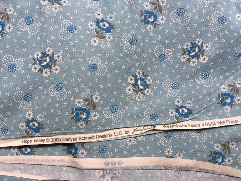 Denyse Schmidt Free Spirit Quilting Cotton Half Yard Hope Valley Westminister DS04 Wall Flower Sage Green Blue Floral
