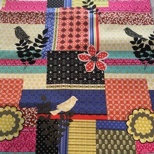 Michael Miller Patchwork Half Yard Quilting Cotton Fabric Bertha CX-3571 Birds Leaves Bright Colors