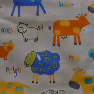 The Cow Says Moo Amy Schimler Robert Kaufman 7563 Half Yard Blue and Yellow Quilt Backing